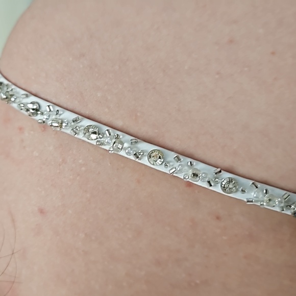 Size 10 white tulle full Aline bridal gown with silver trim. NWT - Picture 2 of 16